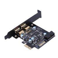 USB 3.0 to PCI-E 2 Port PCI Express Expansion Card 19-Pin Power Connector Super Speed for Desktops PC