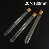 24pcslot 20x180mm Clear Round Bottom Glass Test Tubes With Cork Wooden Stoppers Laboratory Supplies