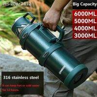 ℗❇ 20pr3412 Garrafa térmica de aço inoxidável grande capacidade Viagem ar livre Canecas Caneca água do vácuo térmico Aço 316 1L 2L