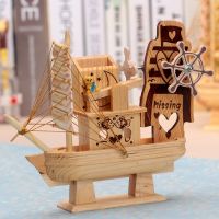 Sailboat Wood Music Box Hand-Cranked Musical Wooden Boxes Girls Clockwork Birthday Gift Ornaments Home Decoration Accessories Jewelry Music Boxes
