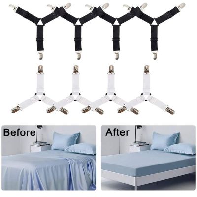 4Pcs/lot Bed Sheet Fasteners Holder Gadgets for Home Elastic Straps Adjustable Clips For Bed Sheet Organizer Mattress Cover Clip