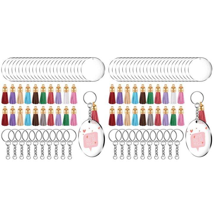 180-pieces-acrylic-keychain-making-kit-clear-acrylic-keychain-blanks-and-colorful-tassel-pendants-for-diy-projects