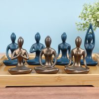 8 Styles Abstract Art Ceramic Yoga Poses Figurine Porcelain Lady Figure Statue Home Yoga Studio Decor Ornament