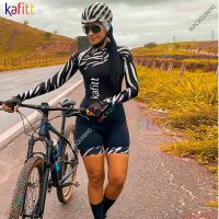 【hot】✶❇  2022 Mtb Set Womens Cycling Jumpsuit Kafitt Sleeves Top Gel Shorts Tights