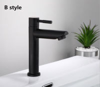 2021G1 2 Matte Black Basin Faucet 304 Stainless Steel Bathroom Sink Washing Tap Fashion Single Cold Single Handle Water Tap