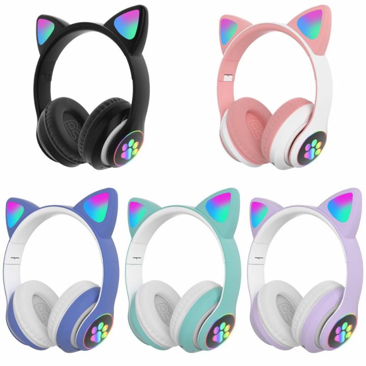 หูฟังบลูทูธ-5-0-หูฟังแบบครอบ-เสียง-bass-quality-หูฟังเสียงดี-สามารถใส่-tfcard-ดีไซน์มีหูแมวน่ารัก-หูฟัง