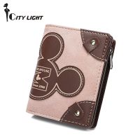 【Lanse store】Brand Nubuck Leather Women Wallet Mickey Design Wallets Fashion Hasp Zipper Coin Pocket Female Purse for Credit Cards carteras