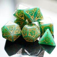 【✆】 7ชิ้น25มิลลิเมตรยักษ์ DND ลูกเต๋า,Polyhedral ชุดลูกเต๋าพร้อมกล่องไม้,D &amp; D ลูกเต๋าสำหรับดันเจี้ยนและมังกรเป็นเรื่องที่ RPG MTG (สีเขียว)