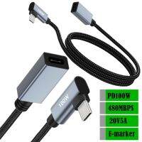 Kabel ekstensi USB C sudut kanan pendek ekstensi USB 3.1 tipe-c USB 480 20V/5A100W kabel ekstensi pria ke Wanita