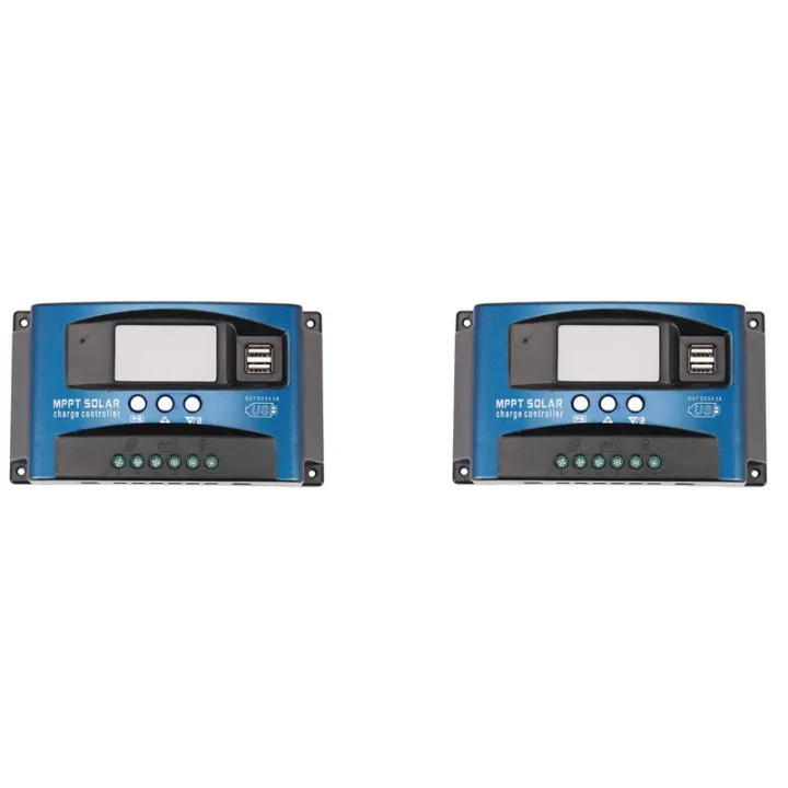 2X 30A Mppt Solar Charge Controller Dual USB Lcd Display 12V 24V Auto ...