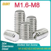 10/ 20/ 50pcs M2 M2.5 M3 M4 M5 M6 M8 304 Stainless Steel Slotted Head Set Screw Flat Point Set Grub Screw Headless Set Screws