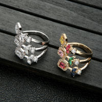 Brand Famous Luxury Engagement Wedding Wrap Rings for Women Bridal Cubic Zircon Dubai Accessories Finger Ring Jewelry