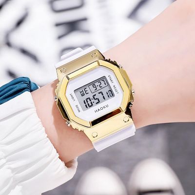 ♦◈﹍ 2023 นาฬิกาดิจิตอลสำหรับผู้หญิงใหม่แบรนด์ชั้นนำหรูหราสุภาพสตรีนาฬิกาดิจิตอลกีฬานาฬิกาข้อมืออิเล็กทรอนิกส์ LED นาฬิกา Montre Femme
