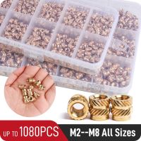 ❅ Brass Heat Insert Nut Assortment Kit 80-1080 Pcs M2 M2.5 M3 M4 M5 M6 M8 Hot Melt Thread Knurled Embedment Copper for 3D Prints