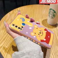 เคส JIUMOO สำหรับ Huawei Nova 5i P20 Lite 2019เคสลายหมีน้ำผึ้งการ์ตูนใหม่กรอบสี่เหลี่ยมพื้นผิวเคสซิลิกาเจลนิ่มกันกระแทกเคสมือถือฝาครอบป้องกันเลนส์กล้องถ่ายรูป