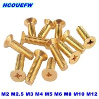 HCOUEFW 1-50 buah M2 M2.5 M3 M4 M5 M6 M8 M10 M12 kuningan Phillips mesin Countersunk sekrup silang kepala datar baut lubang GB818