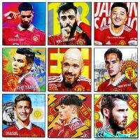 รูปนักฟุตบอล Manchester United แมนยู ปีศาจแดง แมนเชสเตอร์ บรูโน่ รูปภาพ​ติด​ผนัง​ pop art พร้อมกรอบและที่แขวน ฟุตบอล​ กรอบรูป แต่งบ้าน