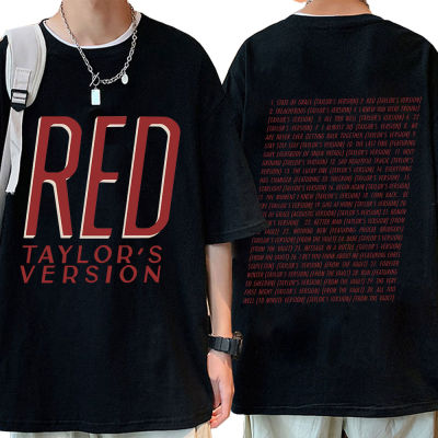 Taylor T Shirt Music Album Red Taylors Version Print T-shirt Short Sleeve Crew Neck T-shirts 100% Cotton Mens Oversized Tees