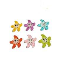 50Pcs/lot Mixed Color Lovely starfish Shapes Wood Button Sewing Accessories Decoration Buttons Scrapbooking for Craft Haberdashery