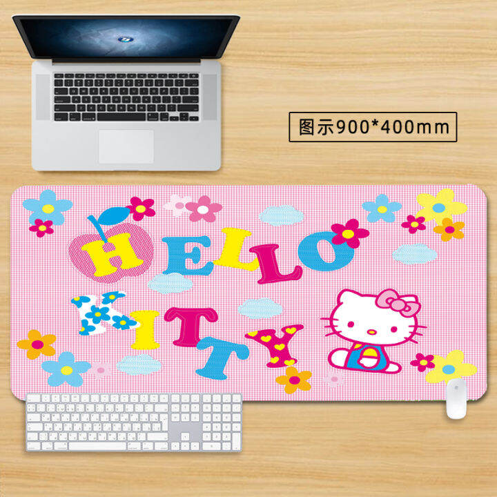 hello-kitty-mouse-pad-แผ่นรองเมาส์สีชมพูน่ารักขนาดใหญ่-แผ่นรองเมาส์การ์ตูนเกม-90x40-80x30-แป้นพิมพ์แล็ปท็อปแผ่นรองโต๊ะกันลื่น