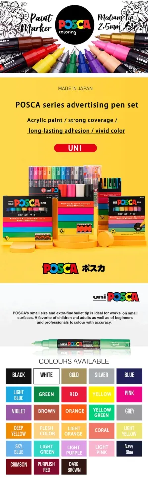28 Colours Uni Posca Paint Marker Pen FULL Set Mitsubishi Poster