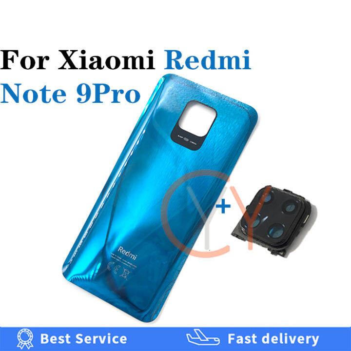 สำหรับ-xiaomi-redmi-note-9s-note-9-pro-9pro-ฝาครอบหลังกระจกซองเก็บแบตเตอรี-กรอบเลนส์กระจกหลังและอะไหล่กรอบกาวสำรองเลนส์ด้านหลัง