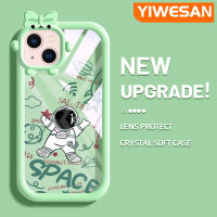 YIWESAN เคสสำหรับ iPhone 13 iPhone 13,เคสโปร่งใสกันกระแทกลายการ์ตูนน่ารักนักบินอวกาศเคสโทรศัพท์สีสันสดใสเคสป้องกันกรอบซิลิโคนอ่อนนุ่มลายเลนส์กล้องถ่ายรูป