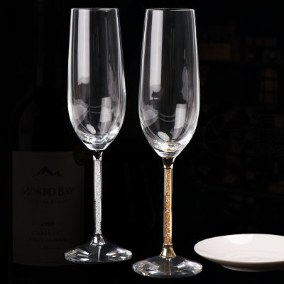 กล่องของขวัญชุดเพชรสีขาว,แก้วแชมเปญ2แก้ว,แก้วคริสตัลที่ใช้ในครัวเรือน,อุปกรณ์บาร์ Nmckdl