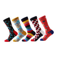 LETSBUY 5 pairlot men casual dress cotton socks bright color funny Skateboard Sock business Crew Wedding Socks mens gift socks