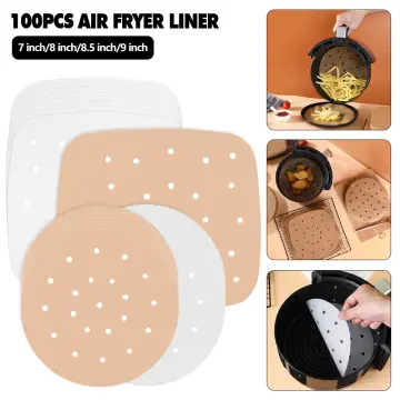 100pcs Air Fryer Liners Square Air Fryer Paper 6/7/8/9 Inch Disposable  Baking Sheets Perforated Parchment Papers Steamer Mat