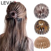 【YF】❦  Levao Rhinestone Buckle Hairpins Bun Hairpin for Ponytail Holder Hair Claw Color Clip Headwear