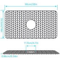 แผ่นรองก้นอ่างล้างจานที่ป้องกันซิงค์ทำจากซิลิโคนชุดเครื่องครัวสำหรับเด็กกันความร้อนพร้อมตะแกรงตาข่ายระบายน้ำตรงกลาง
