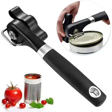 Handheld Can Opener, Side-cut Safety Can Opener Smooth Edge, with Sharp  Blade, Rust Proof Stainless Steel Can Openers with Black Round Non-slip  Single Grips Handle 