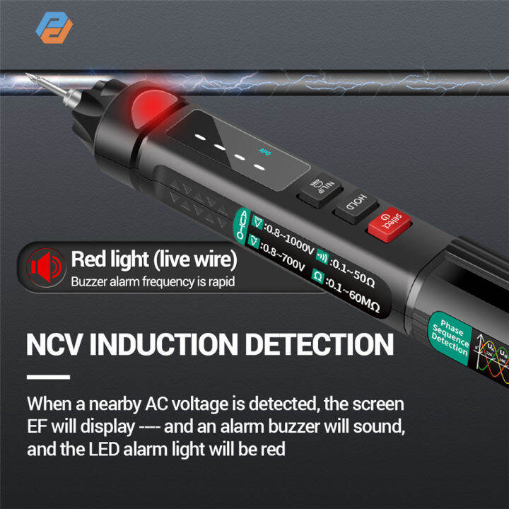 มัลติมิเตอร์แบบดิจิทัล-pcbfun-จำนวน6000-a3008อัจฉริยะเครื่องทดสอบแรงดันไฟฟ้าแบบไม่สัมผัสปากกาตรวจจับแรงดันไฟฟ้ากระแสสลับแบบไม่สัมผัส