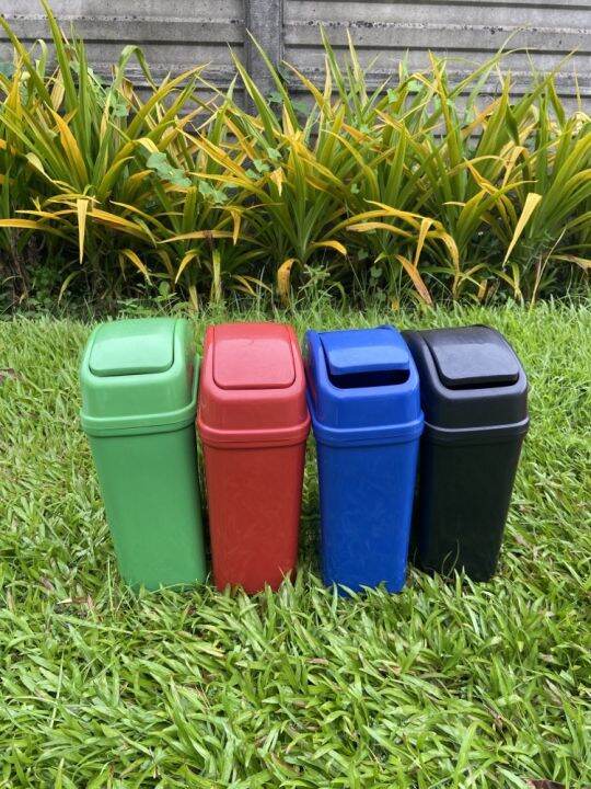 LHK 1pc 9.8"x6.2" Colorful Trash Bin with Swing Cover Compost Bin