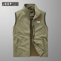 JEEP SPIRIT 2022ใหม่เสื้อกั๊กผู้ชายวัยกลางคนตกปลากลางแจ้งฤดูร้อนเสื้อกั๊ก Casual บางส่วนเครื่องมือขนาดใหญ่