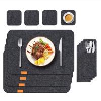 Washable Felt Placemats Table Mats Glass Knife Fork Coasters Cutlery Bags Set Insulation Pads Absorbent Non-slip Mat