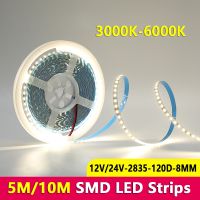 SMD LED Strip Light 5M 10M DC 12V 24V Flexible 2835 LED Strip 120leds 3000K-6000K Ra80 Indoor LED Lighting Lamp Home Decoration