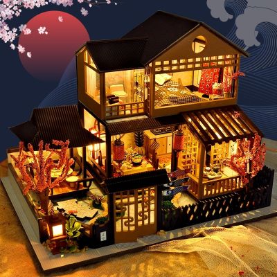 Cutebee DIY DollHouse Japanese Style Villa Kit Wooden Miniature Doll Houses for Children Birthday Gift