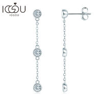 IOGOU จริง D VVS1 Moissanite Chain Drop ต่างหูสำหรับผู้หญิง925เงิน3มม. ชุดรอบตัดยาวต่างหูอุปกรณ์เสริมเครื่องประดับ