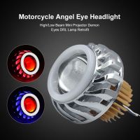 Car Motorcycle Headlight 30W LED Angel Devil Eyes Headlight Projector Lens High/Low Beam Strobe Spotlight DRL Dual Halo Lamp