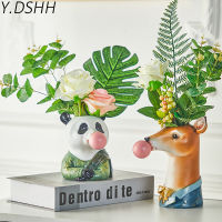 Y.DSHH Creative Vases 2020 Animal Head Shape Planter Flower Vase Flower Resin Bonsai Vases Home Garden Decoration