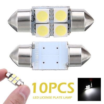 10ชิ้น12โวลต์5050 31มิลลิเมตร4 Led แบบ Smd ไฟเก๋ง6000K ประตูโดมสีขาวการ์ดกล่องถุงมืออุปกรณ์เสริมหัวหลอดไฟ