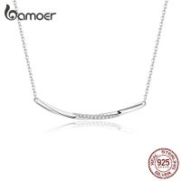 BAMOER Smile Pendant Necklace For Women Girl 925 Sterling Silver