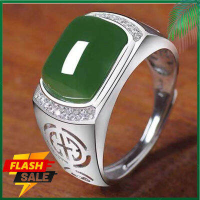 HT-แหวนนิล S925Emerald สีการออกแบบเปิดปรับขนาดเต็มไปด้วยอารมณ์