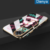 เคส Dienya สำหรับ OPPO Reno 8T 4G Reno 8T 5G A1 Pro 5G เคสการ์ตูนน่ารักลายโชคดีใหม่กรอบสี่เหลี่ยมชุบเคสซิลิก้าเจลนิ่มกันกระแทกเคสมือถือเลนส์กล้องถ่ายรูปทั้งหมดรวมฝาครอบป้องกัน