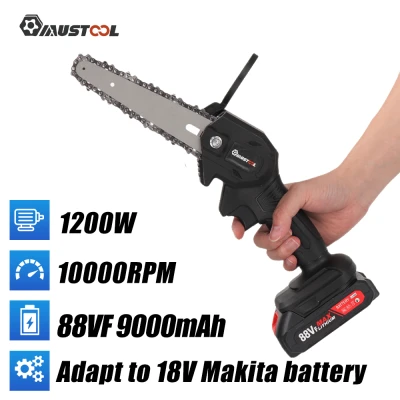 Mustool 6in 88VF ไร้สาย1200 Chainsaw 22900MAh แบตเตอรี่ไฟฟ้าตัดไม้เลื่อย One-Hand เลื่อยสวนชุดเครื่องมือ