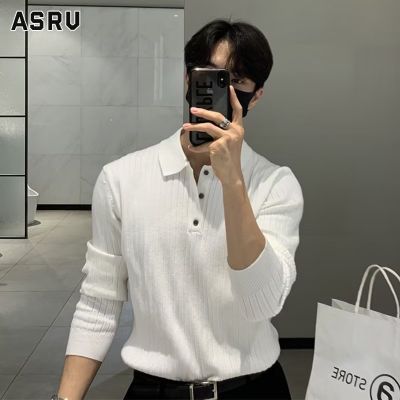 ASRV เสื้อกันหนาว ผช เสื้อกันหนาว ผู้ชาย สเวตเตอร์ชาย sweaters for men เสื้อกันหนาวเสื้อโปโลมีปกเสื้อถักแขนยาวผู้ชาย