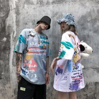 Chinese feng shui ink landscape Printed Graphic Short Sleeves T-Shirt Fashion Oversize Couple Plus Size Tee CP