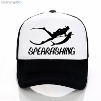 Couple style New ■Fashion Spearfishing Print baseball cap Casual Cotton hip-hop mesh cap summer sports trucker hat Versatile hat